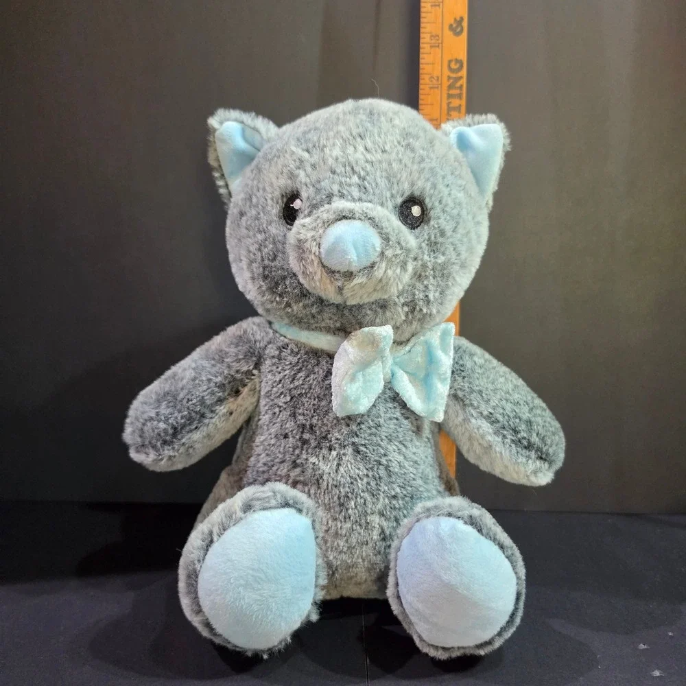 PetSmart Charities Lucky the Cat Grey & Blue Bow Squeaky Plush Dog Toy 11